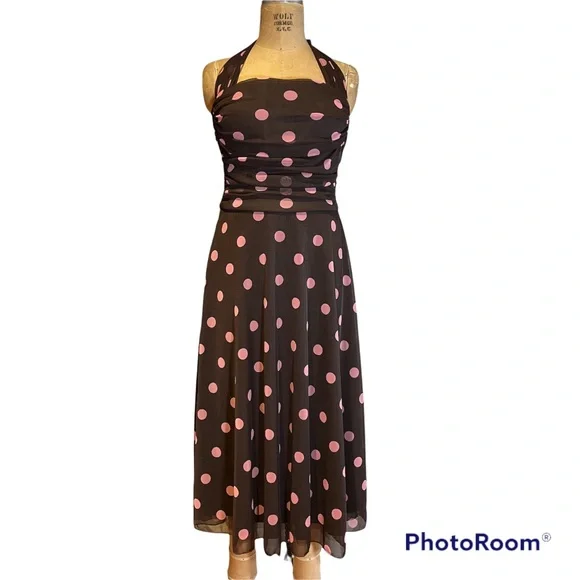XOXO | Dresses | Nwt Xoxo Halter Dress Brown With Pink Polka Dot Junior  Size 7